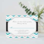Gray Turquoise Chevron Réception de mariage RSVP C (Debout devant)