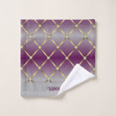 Gray Violet Chic Et Mesh Or Géométrique (Gant de toilette)