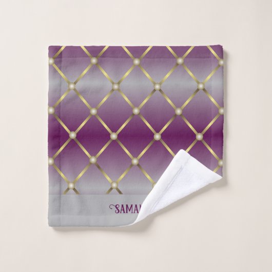 Gray Violet Chic Et Mesh Or Géométrique (Gant de toilette)