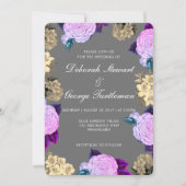 Gray Violet Floral Wedding Invitation (Devant)