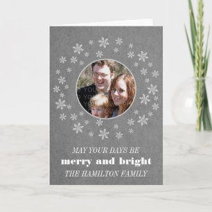 Gray Whimsical Snowflakes Holiday Fotokaart Feestdagen Kaart
