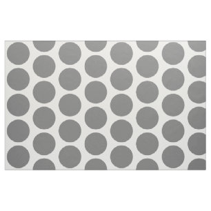 Gray White Big Polka Dots Fabric Stof