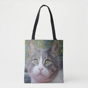 Gray White Cat Canvas tas