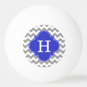 Gray White Chevron Cobalt Blue Quatrefoil Monogram Pingpongballen (Achterkant)