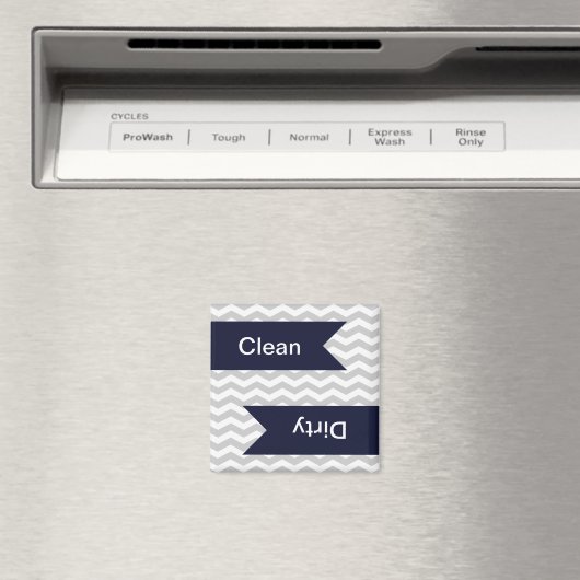 Gray & White Chevron Pattern Dishwaser Magnets Magneet (Insitu (Vaatwasser))