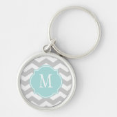 Gray & White Chevron Pattern Sleutelhanger (Voorkant)