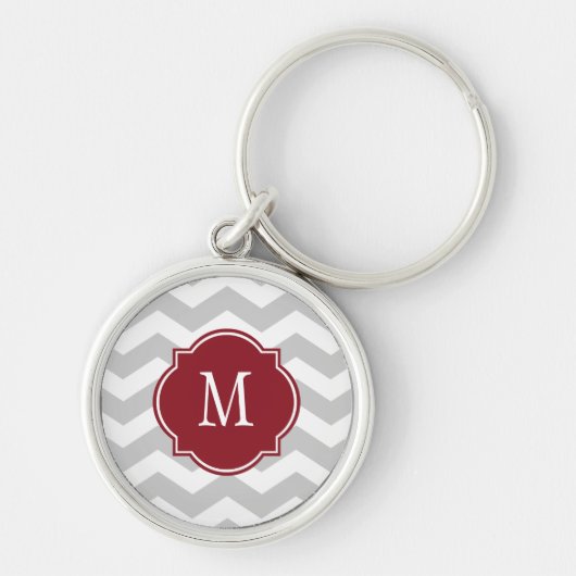 Gray & White Chevron Pattern Sleutelhanger (Voorkant)