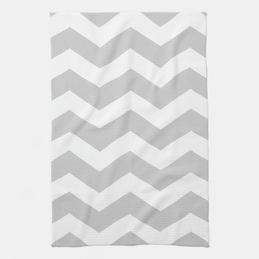 Gray & White Chevron Pattern Theedoek (Verticaal)