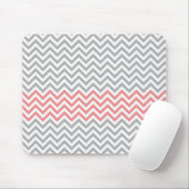 Gray, White en Coral Chevron Muismat (Met muis)
