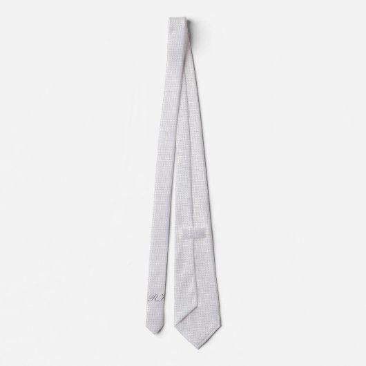 Gray & White Filigree Pattern met Monogram Stropdas (Achterkant)