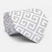 Gray & White Greek Key Mannen Stropdas (Opgerold)