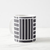 Gray White Horizontal Vertical Stripes Koffiemok (Voorkant links)