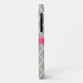 Gray White Lattice Pattern Roze Monogram Case-Mate iPhone Case (Achterkant/links)