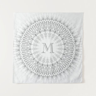 Gray White Mandala Monogram Wandkleed