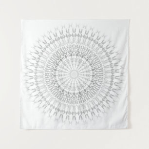 Gray White Mandala Wall Tapestry Wandkleed