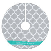Gray White Moroccan #5 Blauwgroen Name Monogram Kerstboom Rok (Voorkant)