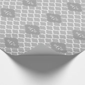 Gray White Moroccan #5 Grey 3 Initiaal Monogram Cadeaupapier (Hoek)