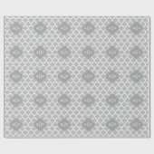 Gray White Moroccan #5 Grey 3 Initiaal Monogram Cadeaupapier (Vlak)