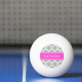 Gray White Moroccan #5 Hot Pink Name Monogram Pingpongballen (Net)