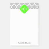 Gray White Moroccan #5 Limoen Grn 3 Initiaal monog Post-it® Notes (Voorkant)