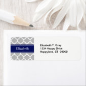 Gray White Moroccan #5 Navy Blue Name Monogram Etiket (Insitu)