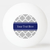 Gray White Moroccan #5 Navy Blue Name Monogram Pingpongballen (Achterkant)