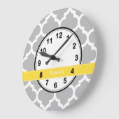 Gray White Moroccan #5 Pineapple Name Monogram Grote Klok (Hoek)