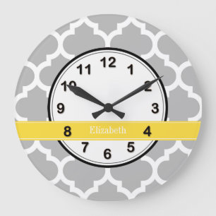 Gray White Moroccan #5 Pineapple Name Monogram Grote Klok
