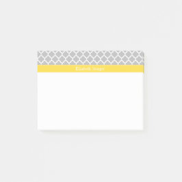 Gray White Moroccan #5 Pineapple Name Monogram Post-it® Notes