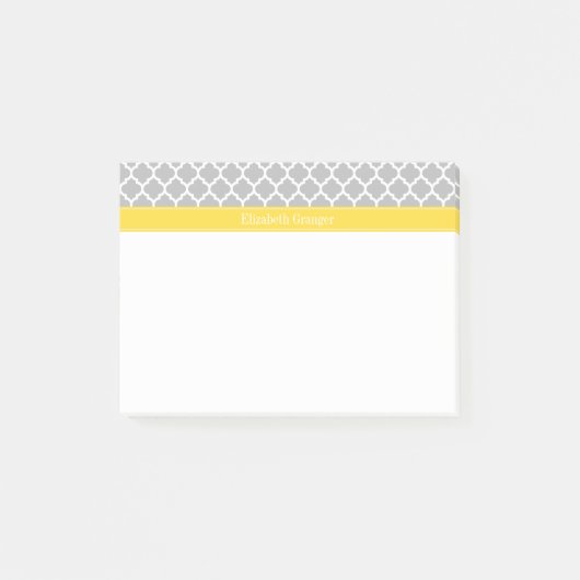Gray White Moroccan #5 Pineapple Name Monogram Post-it® Notes (Voorkant)