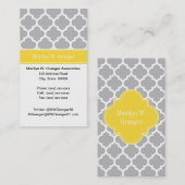 Gray White Moroccan #5 Pineapple Name Monogram Visitekaartje (Voorkant / Achterkant)