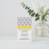 Gray White Moroccan #5 Pineapple Name Monogram Visitekaartje (Staand voorkant)