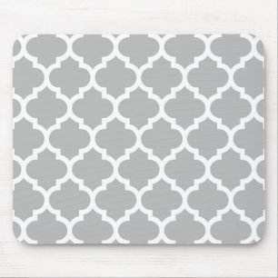 Gray White Moroccan Quatrefoil Pattern #5 Muismat