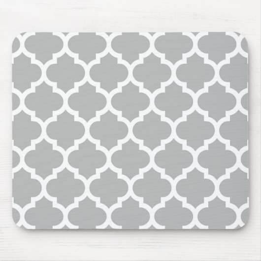 Gray White Moroccan Quatrefoil Pattern #5 Muismat (Voorkant)