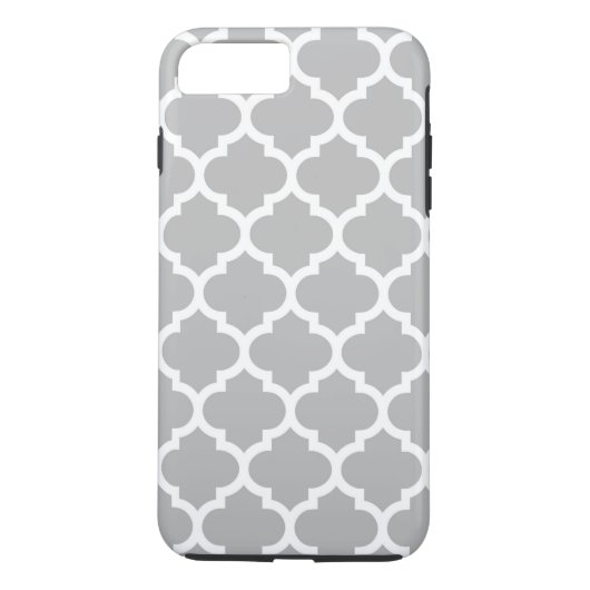 Gray White Moroccan Quatrefoil Pattern #5 V Case-Mate iPhone Case (Achterkant)