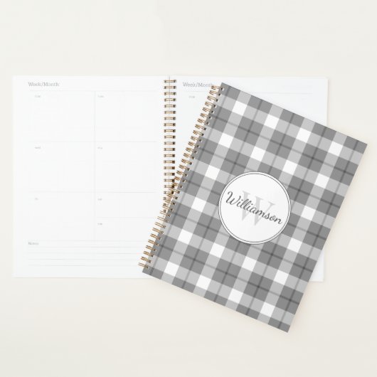 Gray & White Plaid Planner (Display)