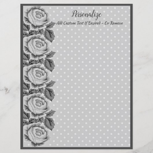 Gray & White Polka Dots Rozen Border (Voorkant)