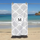 Gray White Quatrefoil Pattern Monogrammed Strandlaken