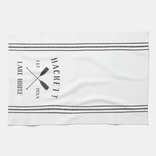 Gray & White Rustic Oars Specialized Lake House Theedoek (Horizontaal)