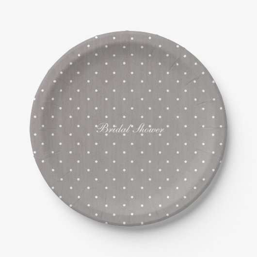Gray & White Small Polka Dots Modern Chic Papieren Bordje (Voorkant)