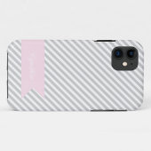 Gray & White Stripe Monogram iPhone 5 Hoesje (Achterkant (horizontaal))