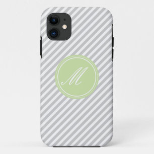 Gray & White Stripe Monogram iPhone 5 Hoesje