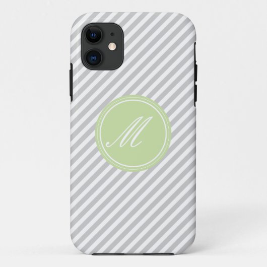 Gray & White Stripe Monogram iPhone 5 Hoesje (Achterkant)
