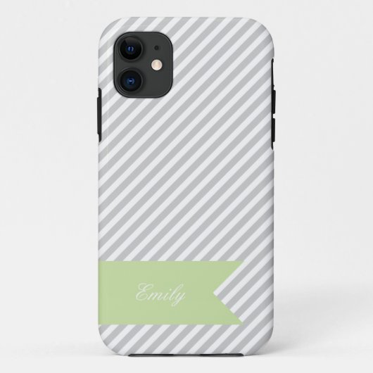 Gray & White Stripe Monogram iPhone 5 Hoesje (Achterkant)