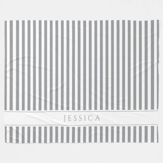 Gray & White Striped Farmhouse Pattern Name Fleece Deken (Voorkant (Horizontaal))