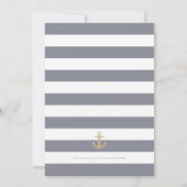 Gray White Striped Nautical Wedding Invitation Kaart (Achterkant)