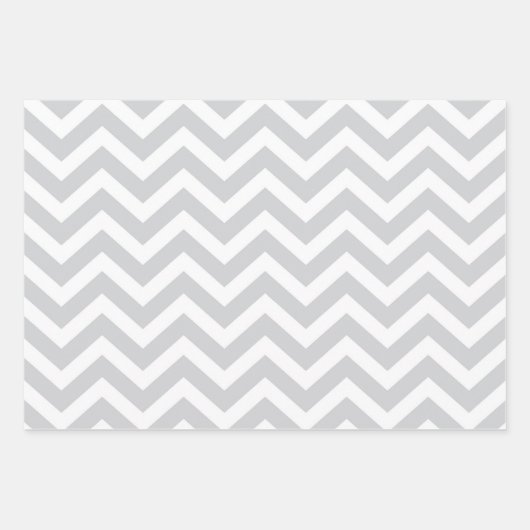Gray & White Thick Chevron Weddendag V1 Inpakpapier Vel (Voorkant 2)