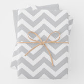 Gray & White Thick Chevron Weddendag V1 Inpakpapier Vel (In situ)