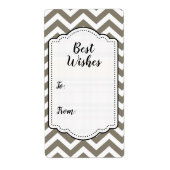 Gray & White Thick Chevron Weddendag V3 Etiket (Voorkant)