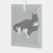 Gray & White Tuxedo Cat Glas Ornament (Voorkant links)